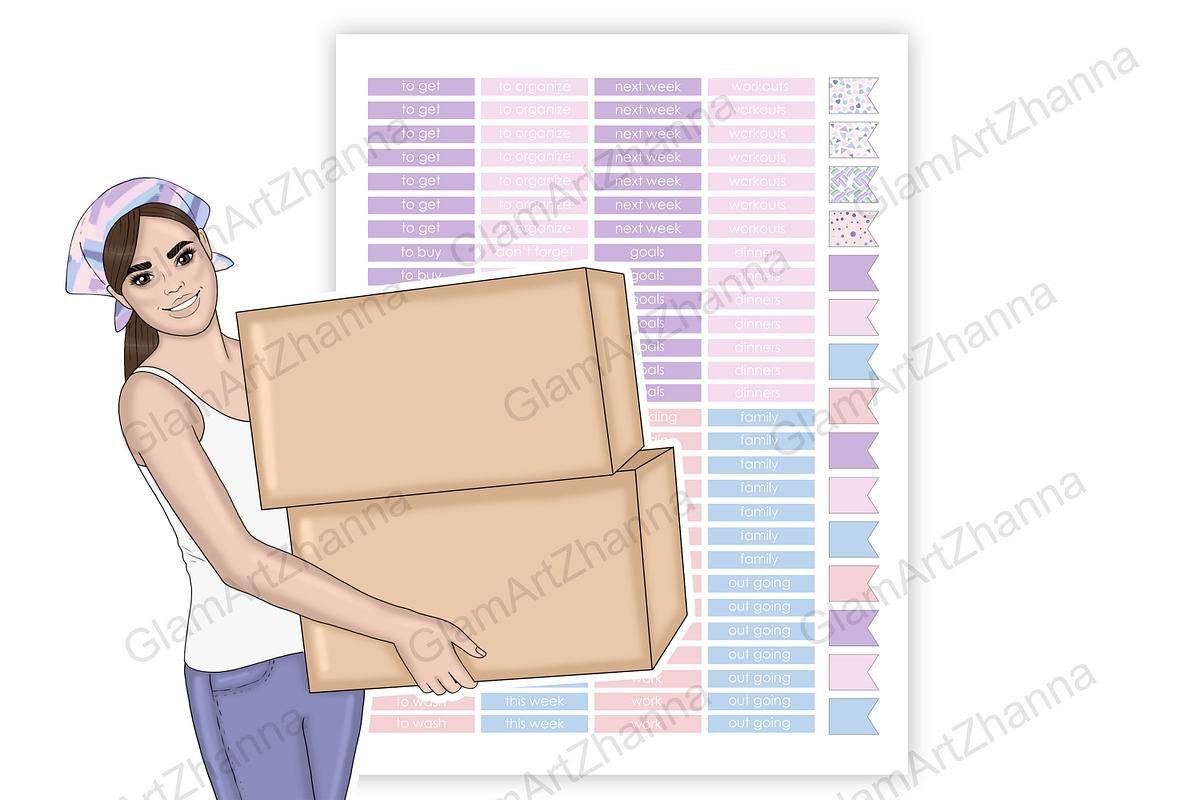 Moving Printable Stickers 2x1,5, a Stationery Template by GlamArtZhanna