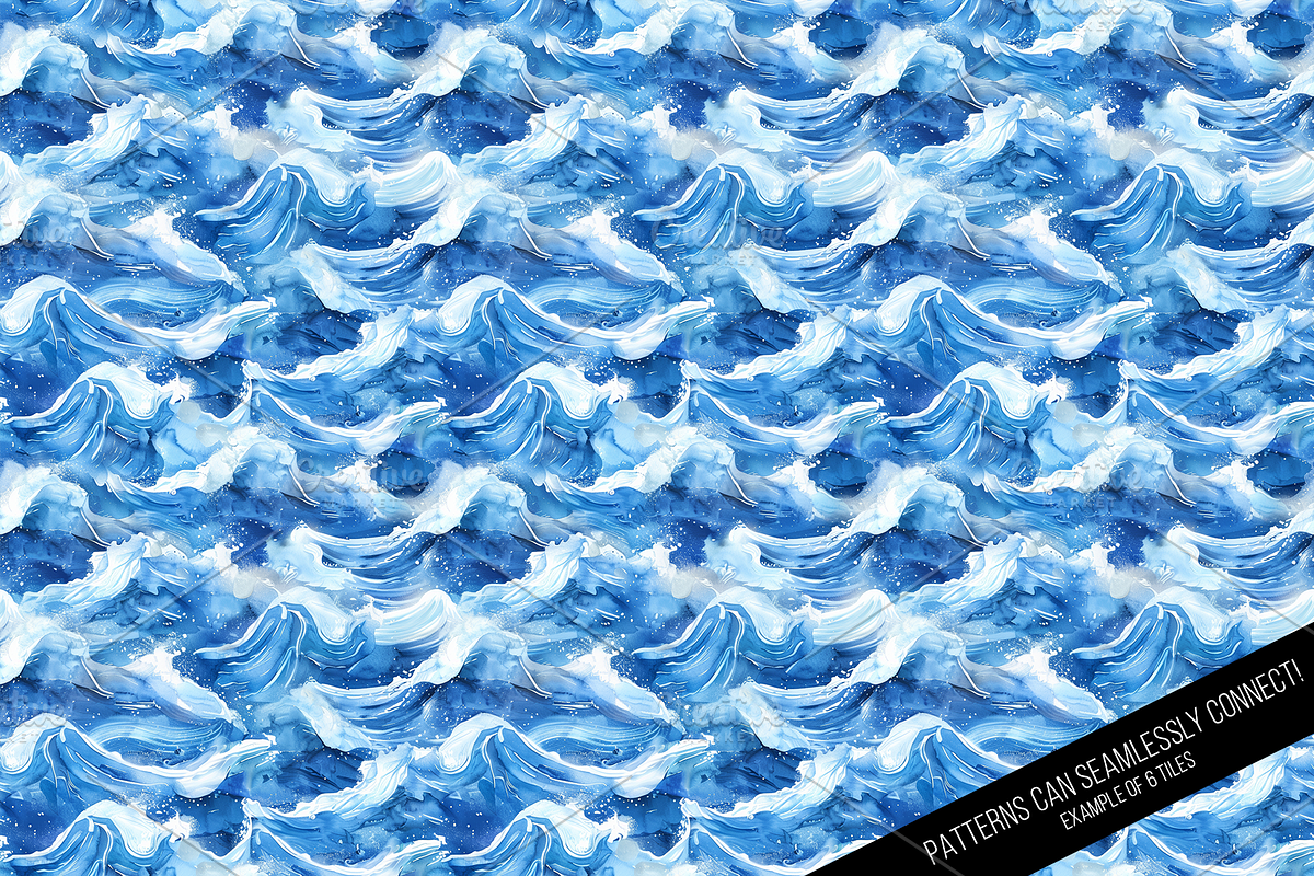Watercolor Waves Digital Paper, a Pattern Graphic by Chromolume Studio (Photo 24 of 28)
