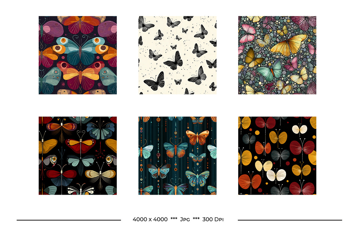 Butterfly Retro Art Style Patterns, a Pattern Graphic by karenfoleyphoto (Photo 10 of 16)