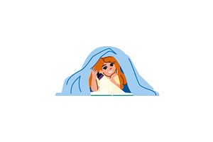 Girl reading with flashlight under, an Object Illustration by pikepicture