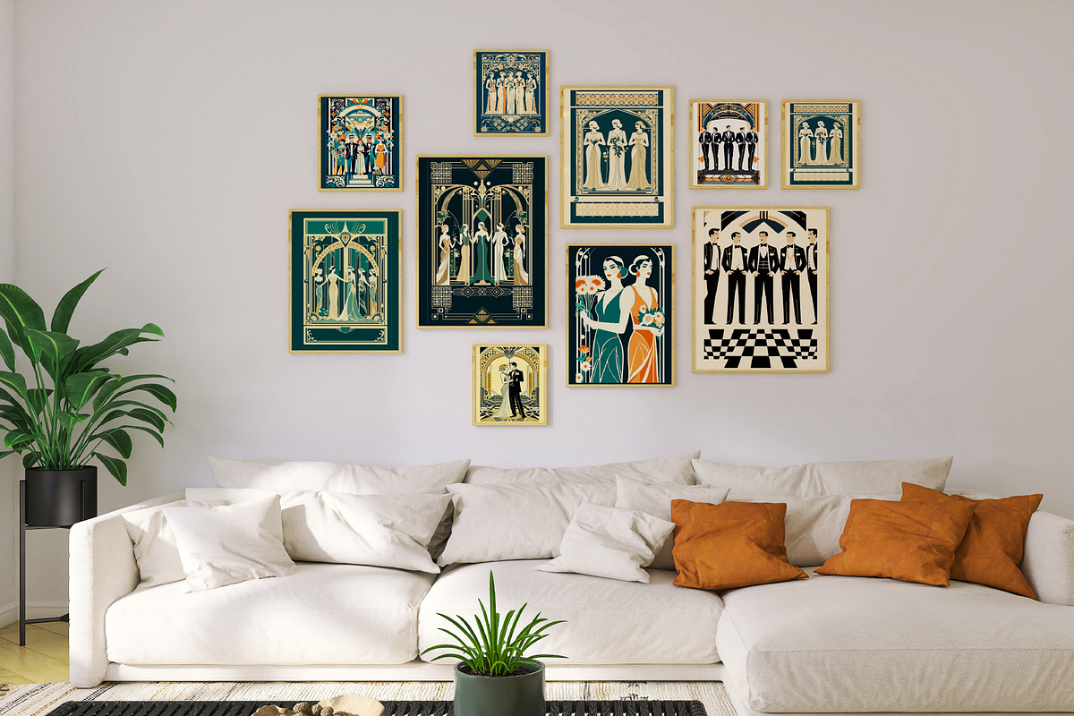 Art Deco Wedding Posters Wall Art, a Person Illustration by Blynn Pippen (Photo 3 of 10)