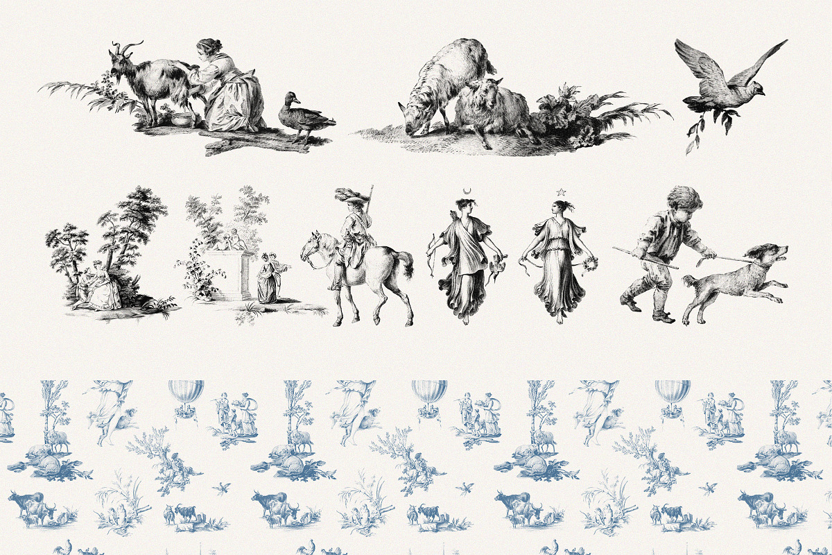 Victorian Toile PNG Illustration Kit, a Decorative Illustration by Century Library (Photo 6 of 8)