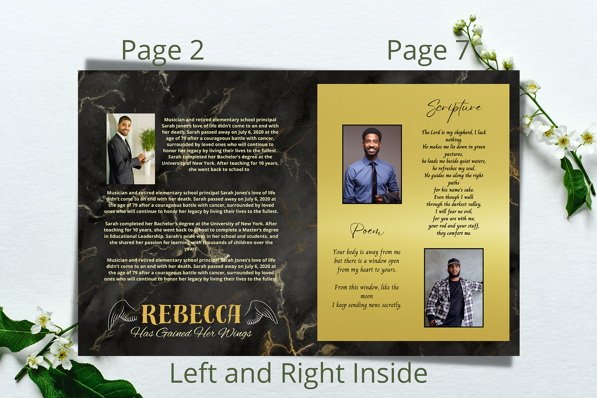 Regal Black and Gold Funeral Program, a Brochure Template by Feel Inspired Digitals (Photo 3 of 6)