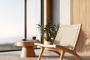 Minimalist sunlit interior with wood, an Architecture Photo by MistyDay