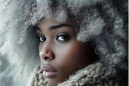 Unique Afro girl grey hair studio, a Person Photo by Ylivdesign