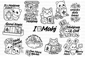 Cute Mahjong Animal Clipart Coloring