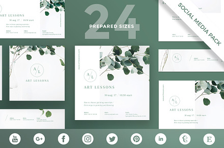 Social Media Pack | Art Lessons, a Social Media Template by Amber Graphics