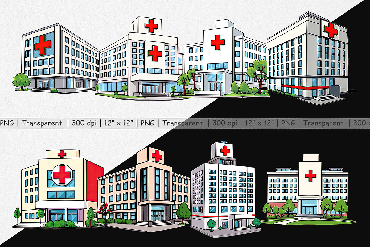 Hospital Building Clipart, a Graphic by Artnoy (Photo 2 of 5)