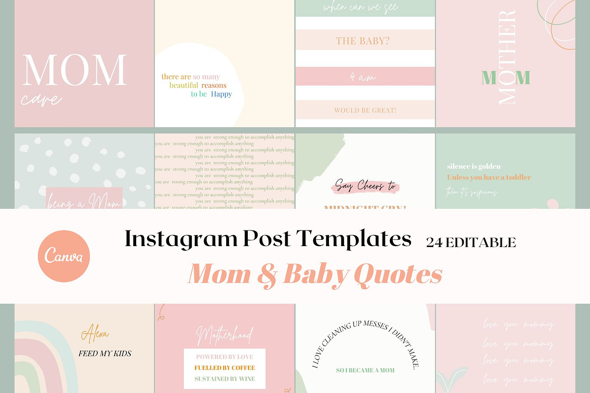 Mom & Baby Instagram Quote Templates, a Social Media Template by Deepa Template Studio (Photo 1 of 5)