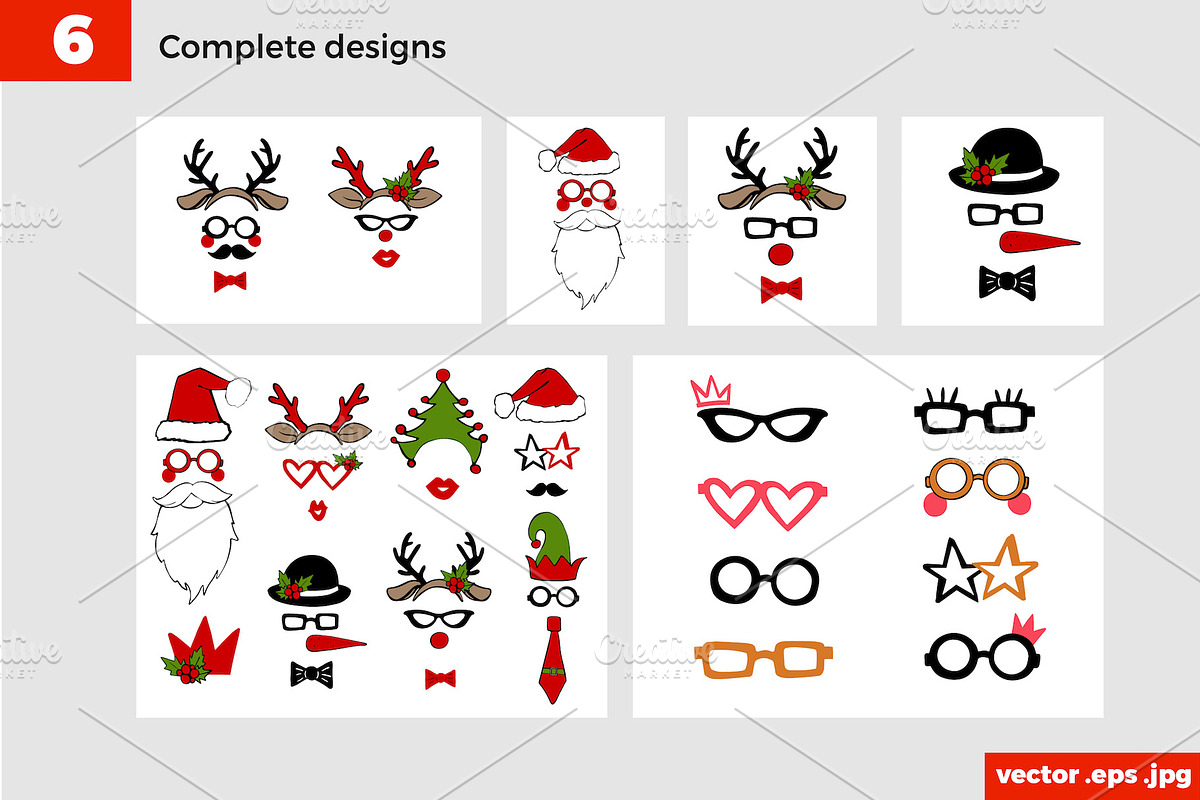 Christmas Photo Booth Props Set & A4, an Icon by Sopelkin (Photo 3 of 5)