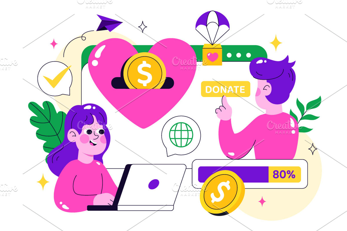 10 Online Fundraising Illustration, a Finance Illustration by denayunebgt (Photo 4 of 4)