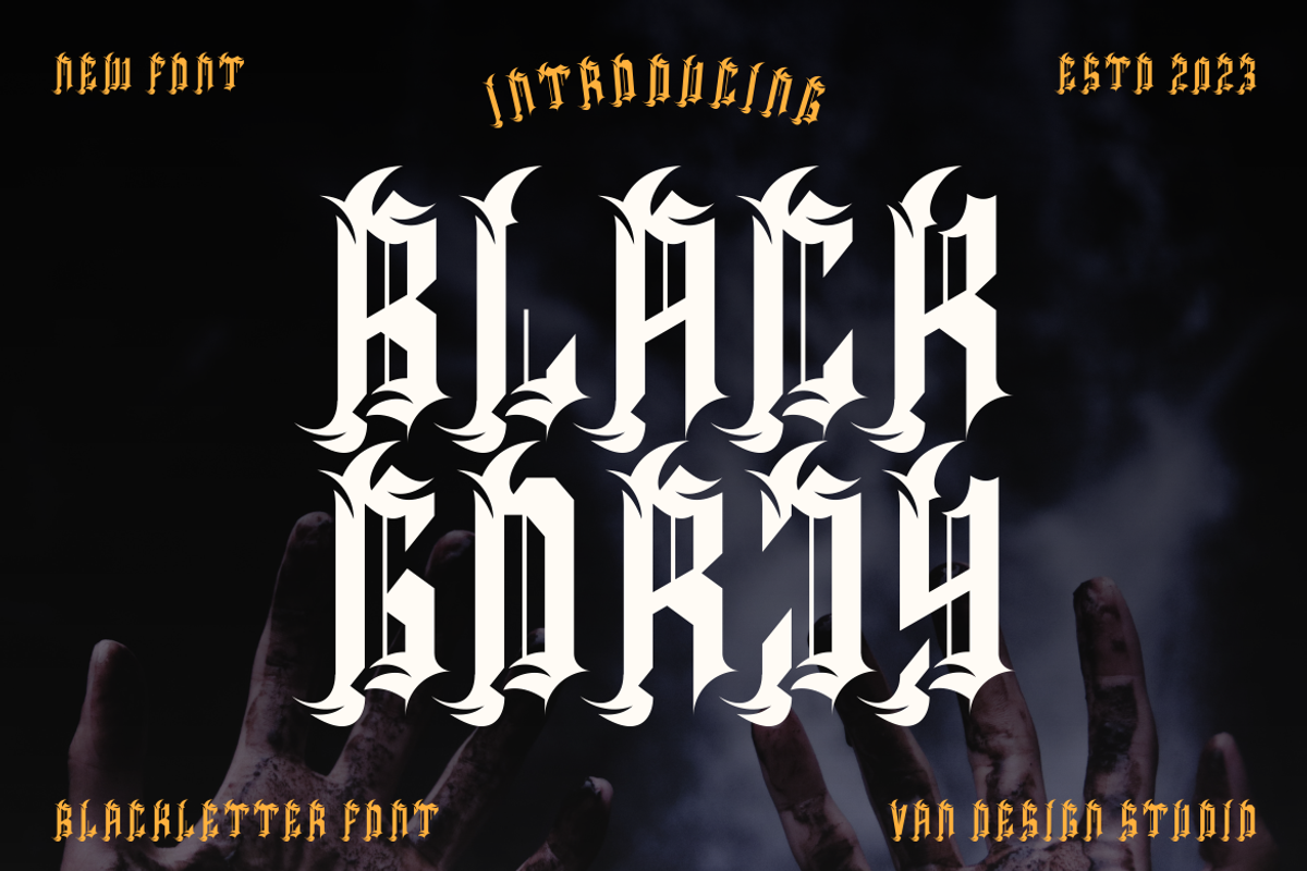 BLACK GORJY, a Blackletter Font by Viswal Studio (Photo 1 of 5)