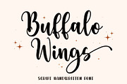 Buffalo Wings, a Script Font by Mozatype (Thumbnail 1 of 7)