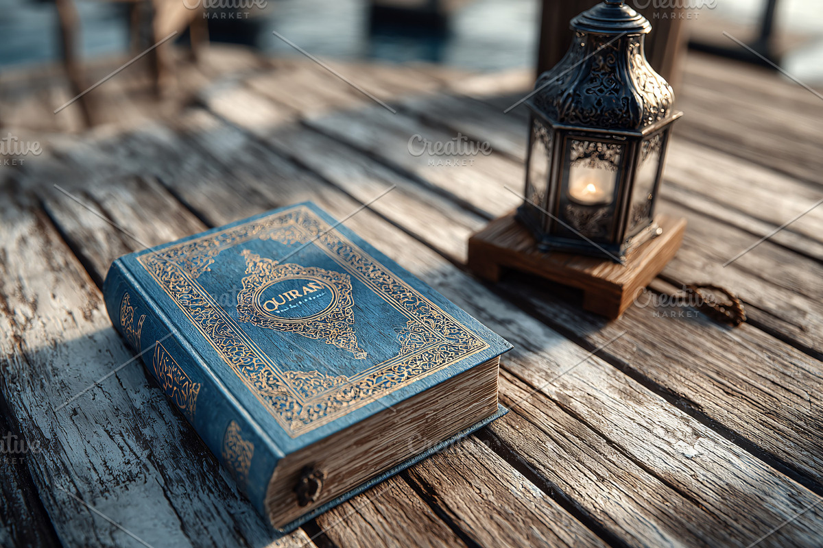 Blue Quran book with gold details, a Background Photo by shahsoft (Photo 1 of 2)