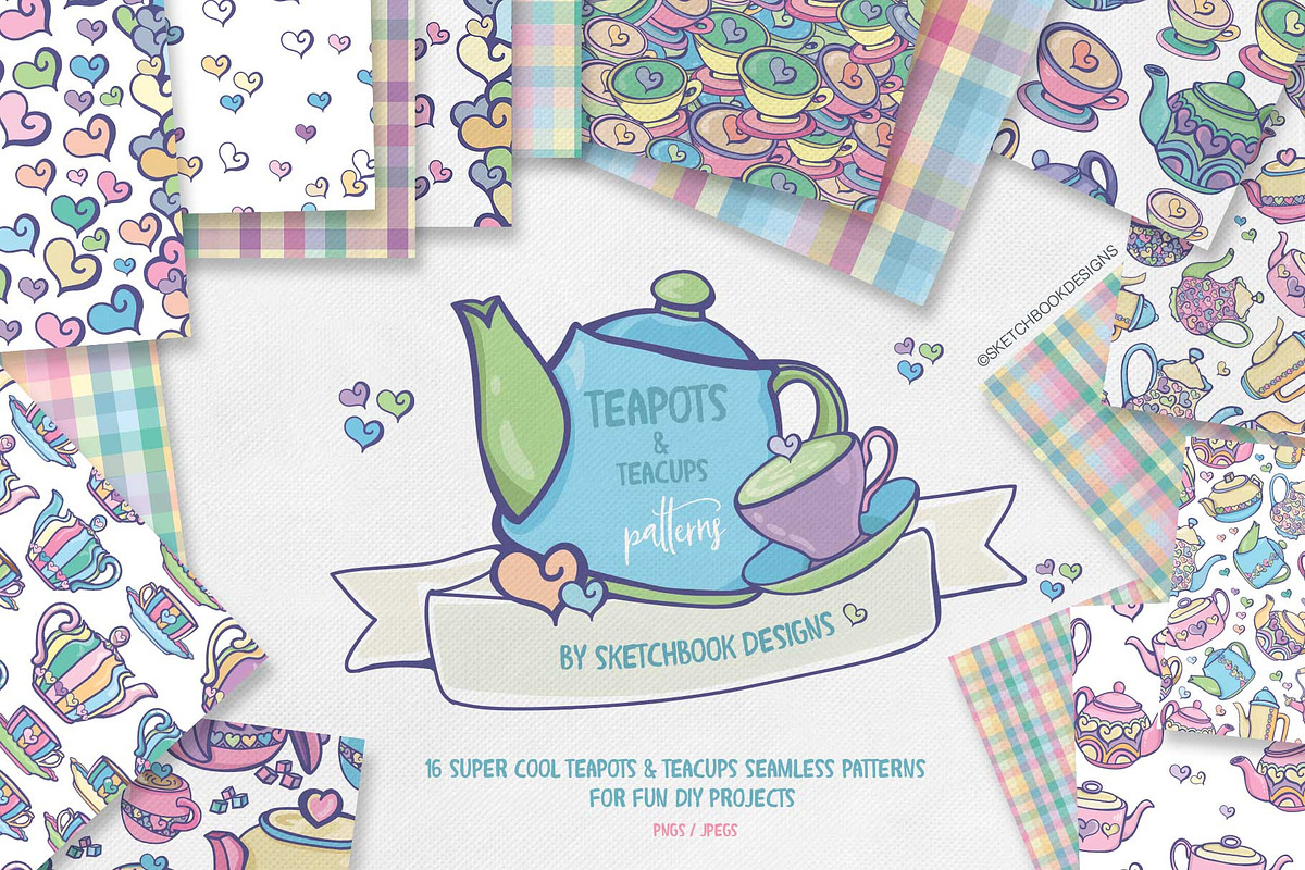Teapots & Teacups Design Set, an Illustration by Sketchbook Designs (Photo 5 of 13)