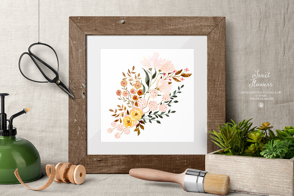 Sweet Flowers - watercolor set, an Illustration by Webvilla Studio (Photo 7 of 8)