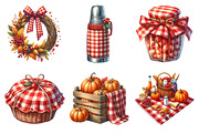 Red Gingham Autumn Clipart, an Illustration by Daily.Designs (Thumbnail 3 of 5)