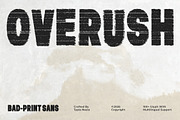 Overush - Distressed Bad Print Sans, a Sans Serif Font by Typia Nesia (Thumbnail 1 of 14)