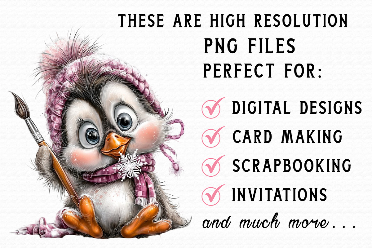 Quirky Penguin Clipart PNG, an Illustration by Libby Wishes (Photo 6 of 6)