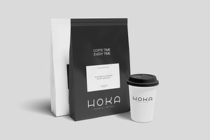 Coffee Bag And Coffee Cup Mockup