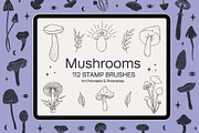 Mushrooms Procreate Stamp Brushes, a Brush Add-On by NinaFedorova (Thumbnail 1 of 4)