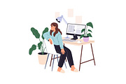 People do exercises at work desk set, a Work Illustration by PaperTrident (Thumbnail 2 of 9)