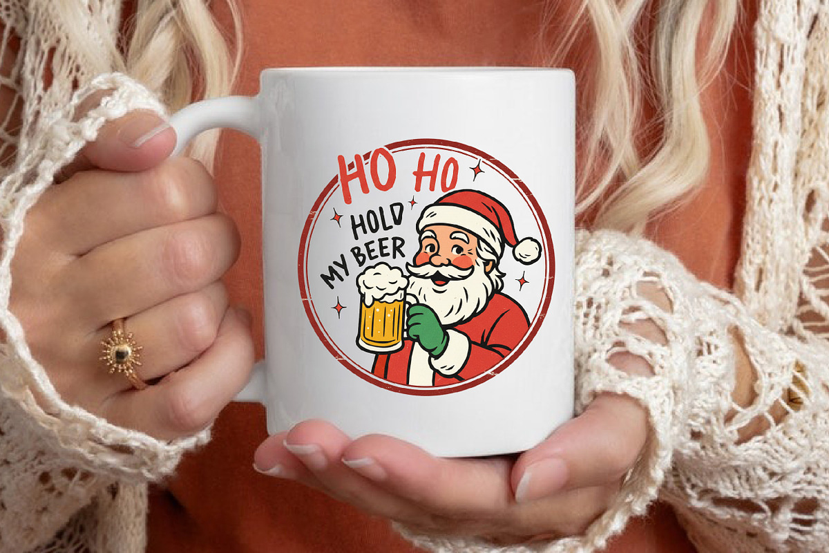 Funny Christmas Santa Ho Ho Hold My, an Illustration by Designking (Photo 4 of 6)