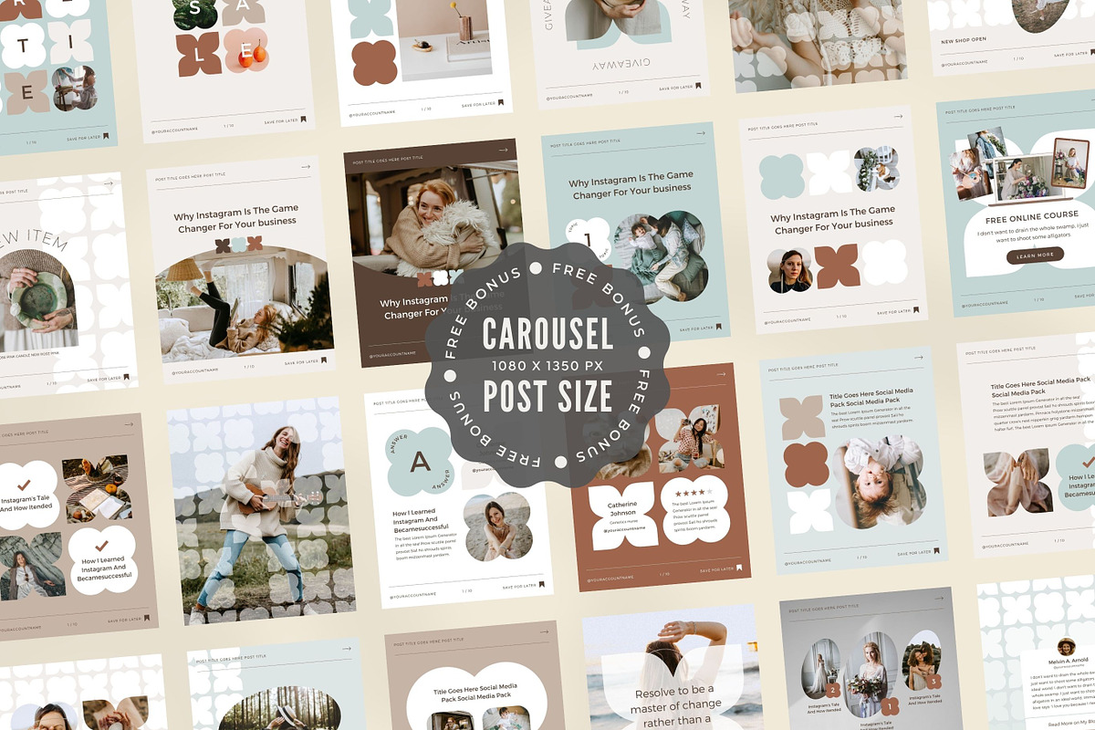 Instagram Template Canva Pack Mint, a Social Media Template by Keikoya (Photo 3 of 21)