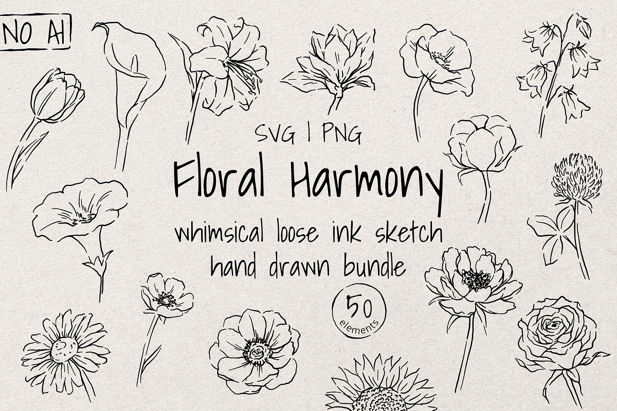 Floral Harmony, Whimsical Sketch, an Object Illustration by Artalia (Photo 1 of 5)