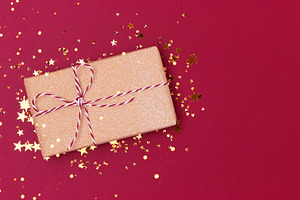 Shiny stars confetti and gift box., a Holiday Photo by rorygez fresh
