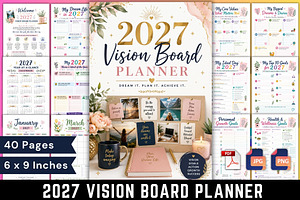 2027 Vision Board Planner, a Stationery Template by Designmela01