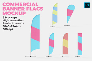 Commercial Banner Flags Mockup