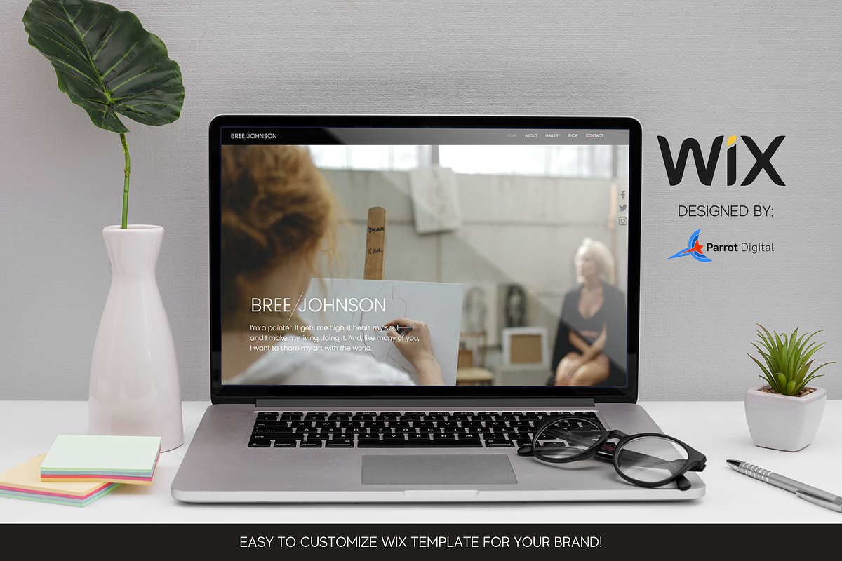 Artist Portfolio Website for Wix, a Landing Page Template by Parrot Designs (Photo 1 of 4)