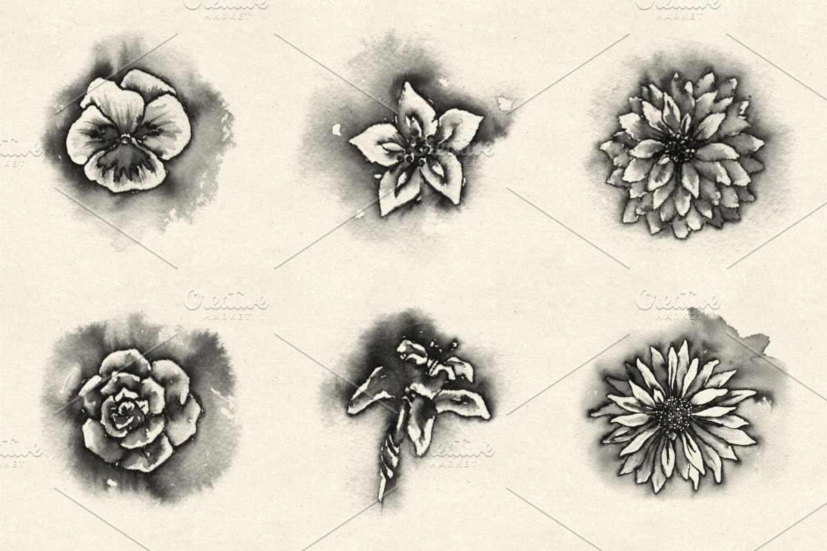 Watercolor Flowers Brush Pack 1 preview 2