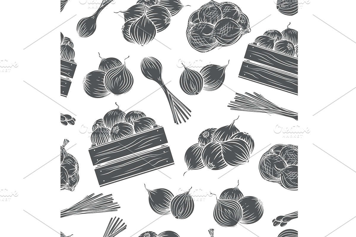 Onion seamless pattern, a Food Illustration by VictoriaSergeeva