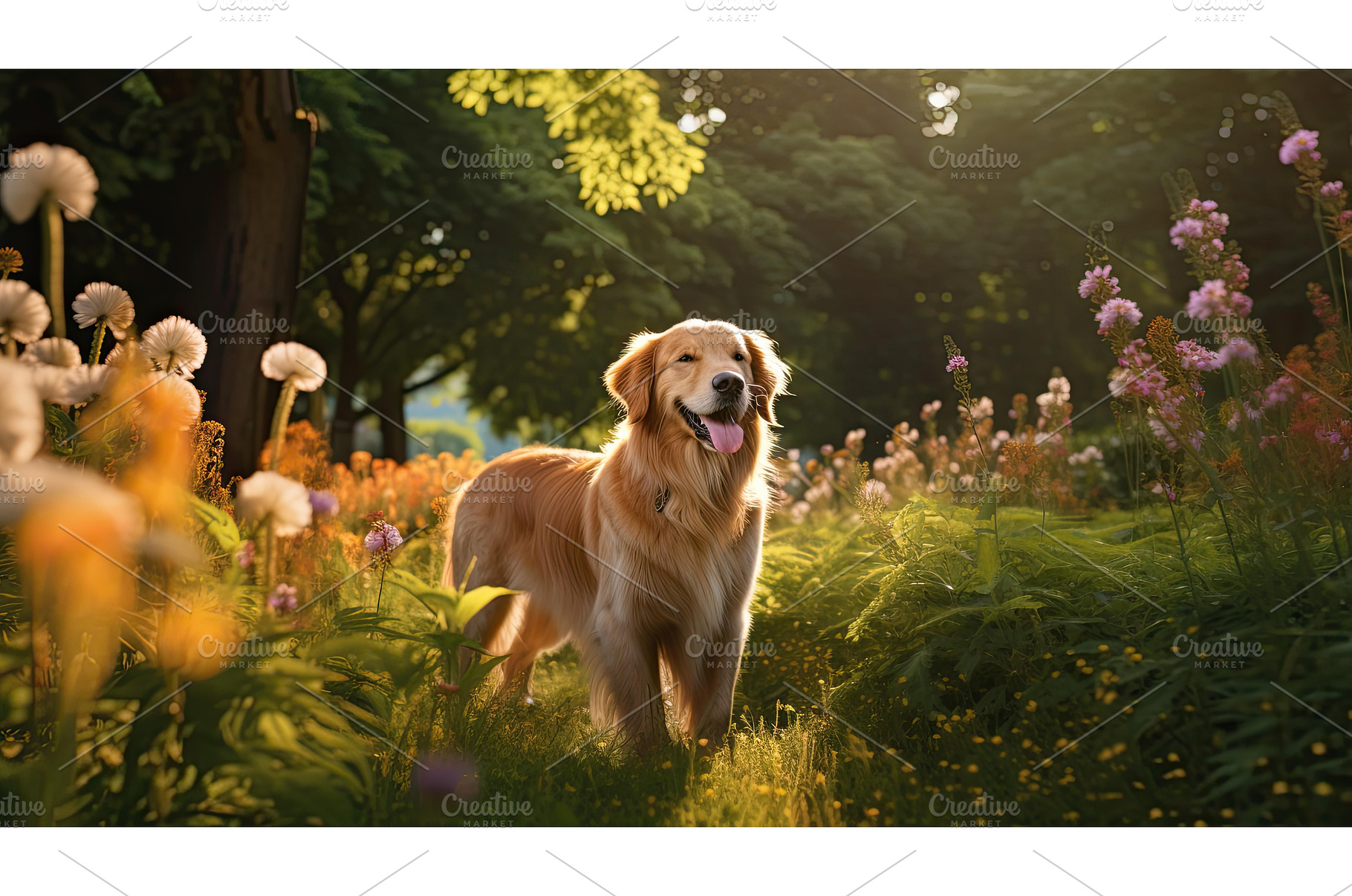 leash dog in park ai generated, an Animal Photo by pikepicture