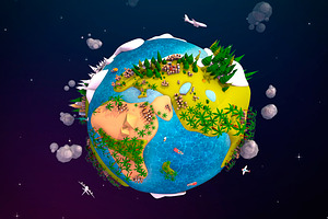 Cartoon Lowpoly Earth Planet 2 UVW 
