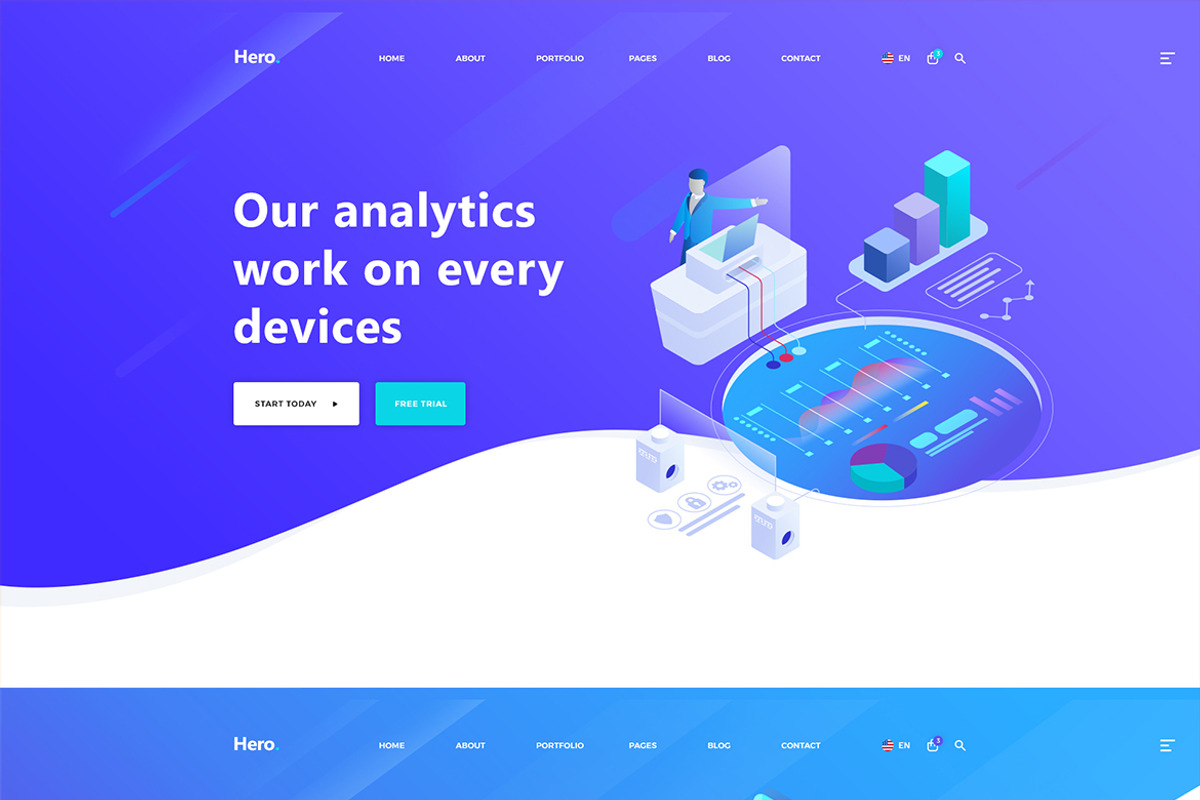 14 Hero Header - Isometric Design, an UI Kit Template by KL-Webmedia