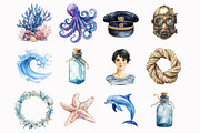 Watercolor Nautical Aesthetics Clipa, an Illustration by Design Market (Thumbnail 3 of 3)