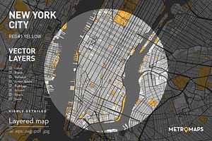 New York Map – Regular / Yellow