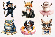 Watercolor Funny Animals Clipart, an Illustration by Dream Creation (Thumbnail 4 of 7)
