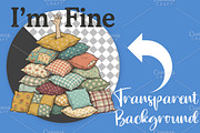 Funny I’m OK Pillow Pile PNG, an Illustration by Canvas Craft (Thumbnail 2 of 6)