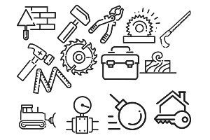 Construction Icons Outlines Set 1