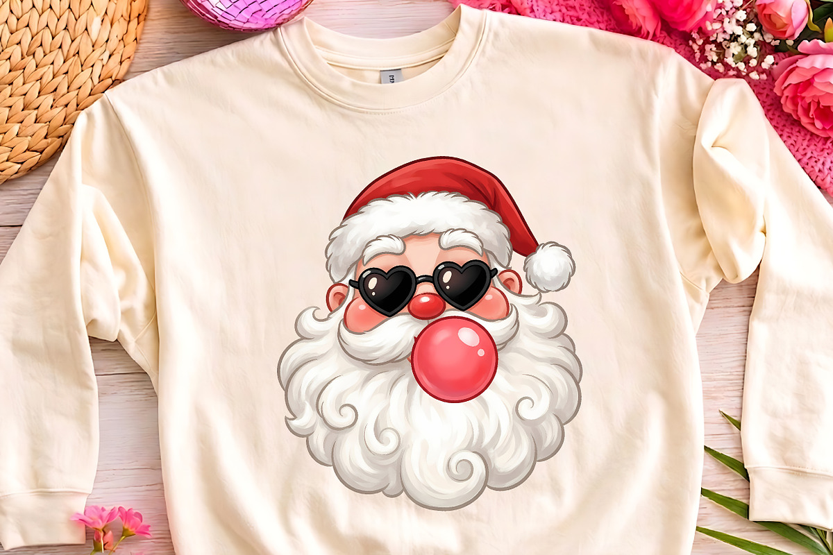Cool Santa Sunglasses Bubblegum PNG, a Seasonal Illustration by CrexoraLab (Photo 3 of 4)