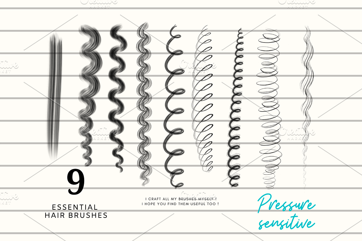 Procreate Curly Hair Brushes, a Brush Add-On by Artbykimmyw (Photo 3 of 8)