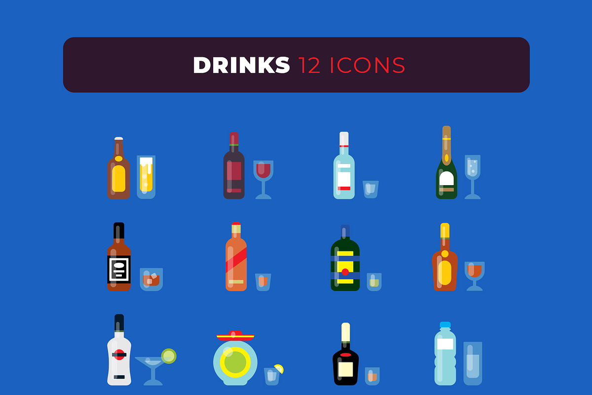 Flat Drinks Icons, an Icon by mikylangela