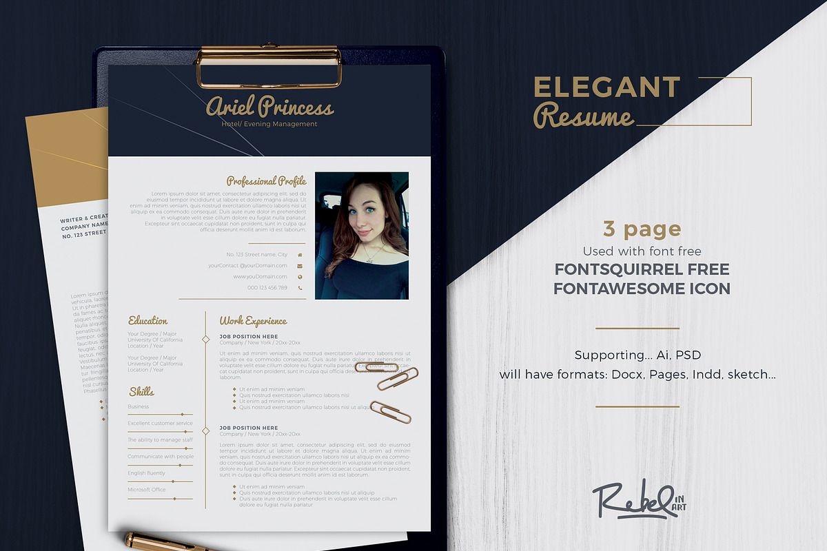 Elegant resume/cv - Sketch Support, a Resume Template by Rebelinart (Photo 1 of 5)