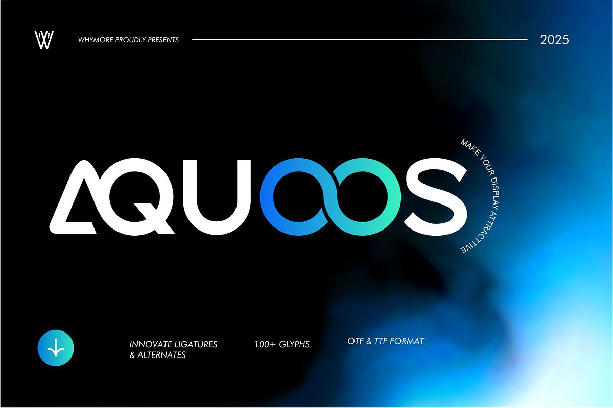 AQUOOS Modern Futuristic Display, a Sans Serif Font by WhymoreArt (Photo 2 of 11)