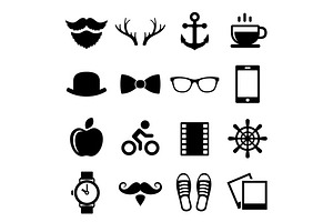 Hipster Icons And Logos Set