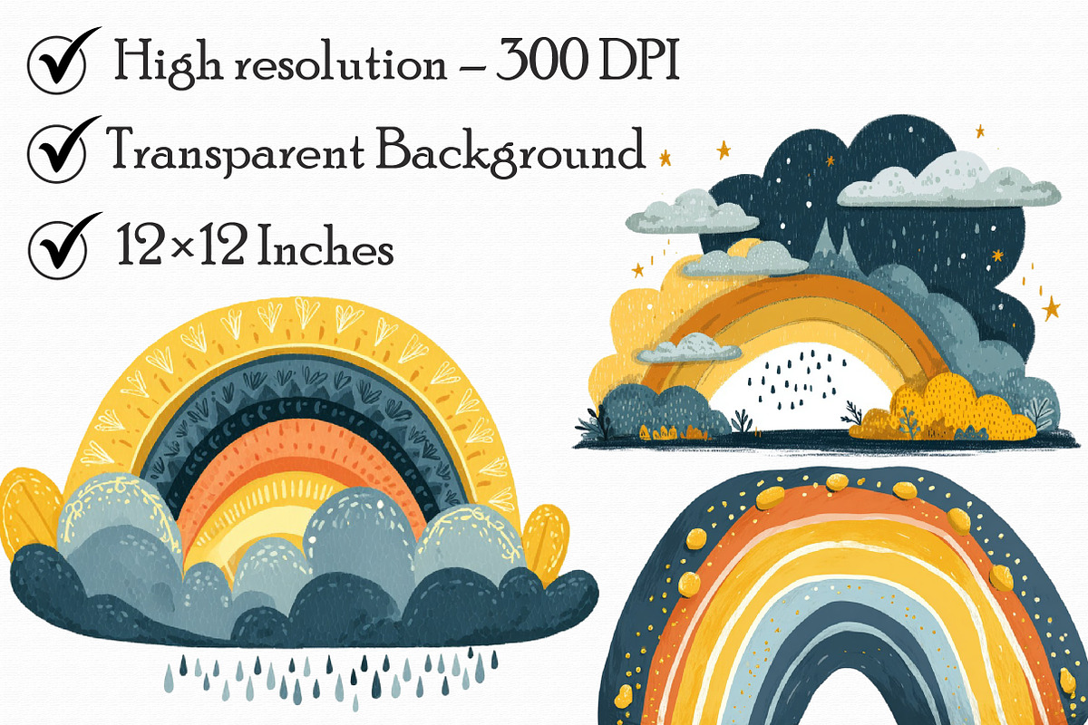 Cute Rainbow Clipart, an Illustration by Libby Wishes (Photo 5 of 7)